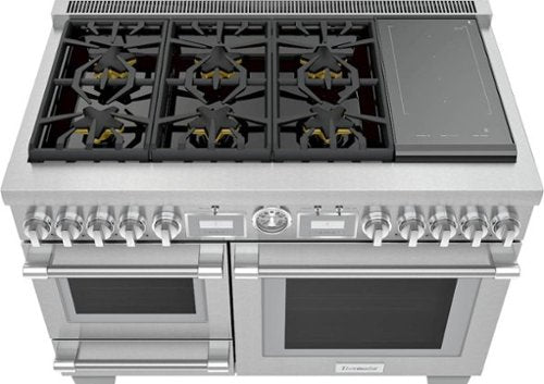 Thermador - Pro Grand 48 in. Wide 6.5 Cu. Ft. Freestanding Double Oven Dual Fuel LP Convection Range with Pro Steam and 7 Burners - Stainless Steel