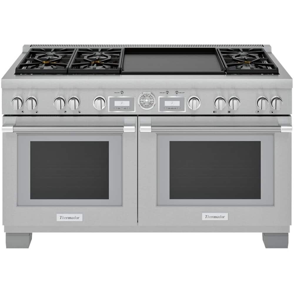 Thermador - Pro Grand 60 in. Wide 10.6 Cu. Ft. Freestanding Double Oven Dual Fuel LP Convection Range with 7 Burners - Stainless Steel