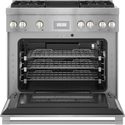 Thermador - Pro Harmony 36 in. Wide 5 Cu. Ft. Freestanding Dual Fuel LP Convection Range with Self-Cleaning and 4 Burners - Stainless Steel