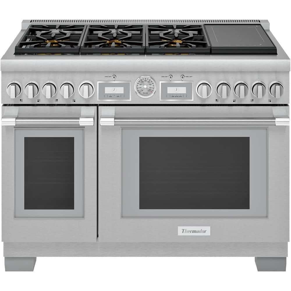 Thermador - Pro Grand 48 in. Wide 8.2 Cu. Ft. Freestanding Double Oven Dual Fuel LP Convection Range with 7 Burners - Stainless Steel
