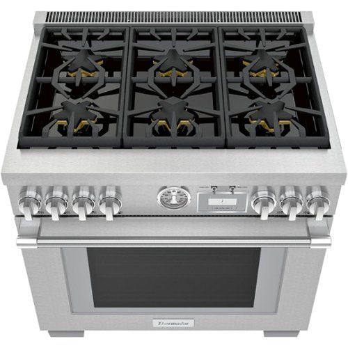 Thermador - Pro Grand 36 in. Wide 5.7 Cu. Ft.  Freestanding Dual Fuel LP Convection Range with Self-Cleaning and 6 Burners - Stainless Steel