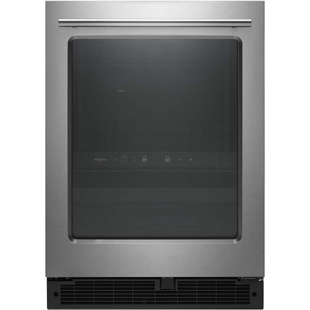 Whirlpool - 14-Bottle Dual Zone Wine Refrigerator - Stainless Steel
