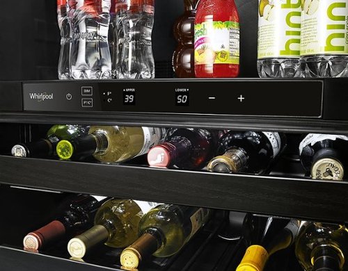 Whirlpool - 14-Bottle Dual Zone Wine Refrigerator - Stainless Steel