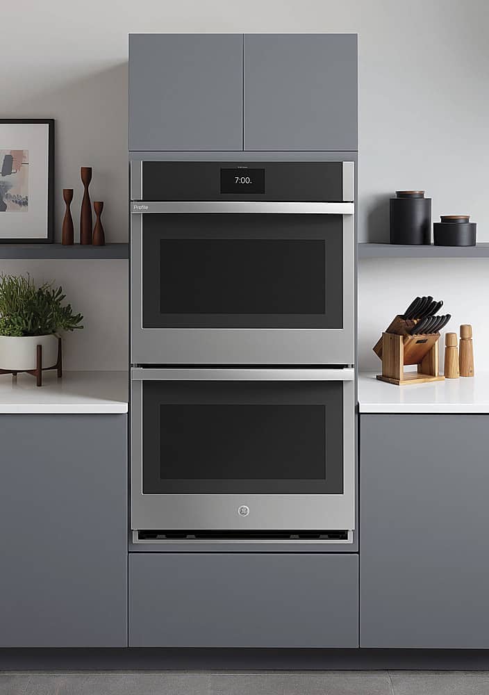 GE Profile - 30" Smart Built-In Double Electric Convection Wall Oven with Air Fry & Precision Cooking - Stainless Steel