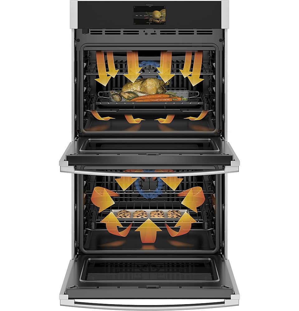 GE Profile - 30" Smart Built-In Double Electric Convection Wall Oven with Air Fry & Precision Cooking - Stainless Steel