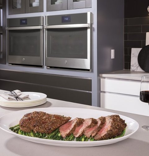 GE Profile - 30" Smart Built-In Double Electric Convection Wall Oven with Air Fry & Precision Cooking - Stainless Steel