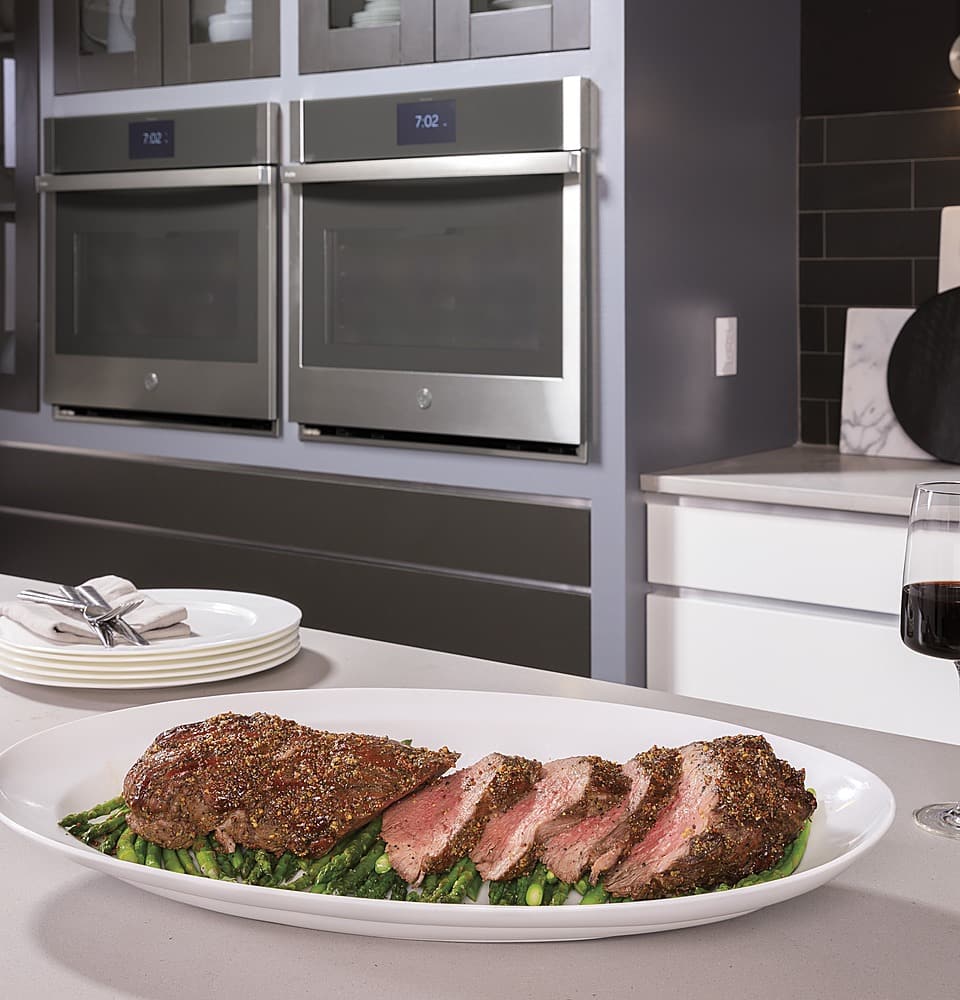 GE Profile - 30" Smart Built-In Double Electric Convection Wall Oven with Air Fry & Precision Cooking - Stainless Steel