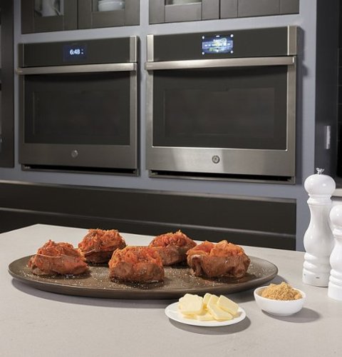 GE Profile - 30" Smart Built-In Double Electric Convection Wall Oven with Air Fry & Precision Cooking - Stainless Steel