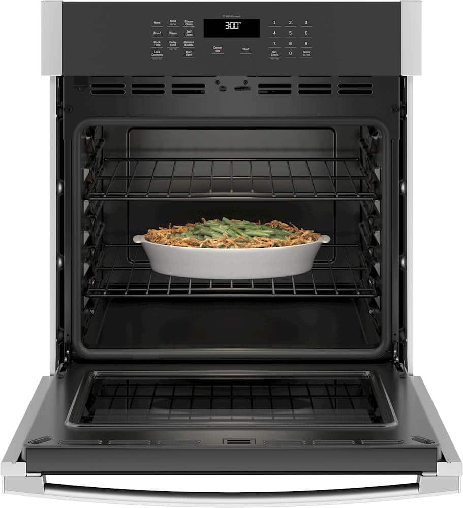 GE - 27" Smart Built-In Single Electric Wall Oven with Self-Clean, Steam Clean, and Heavy-Duty Racks - Stainless Steel