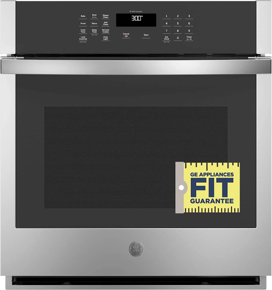 GE - 27" Smart Built-In Single Electric Wall Oven with Self-Clean, Steam Clean, and Heavy-Duty Racks - Stainless Steel