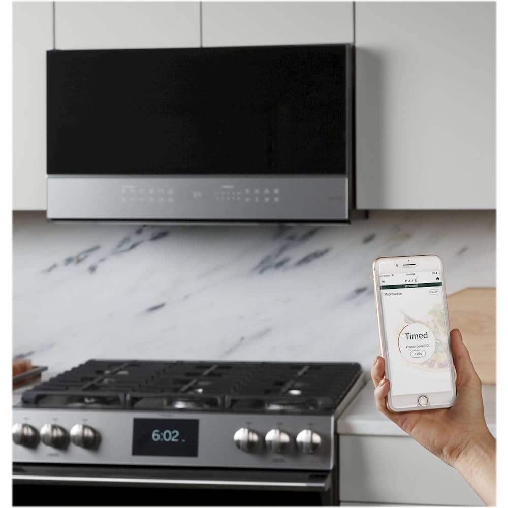 Café - 2.1 Cu. Ft. Over-the-Range Microwave with Sensor Cooking and Wi-Fi - Platinum Glass