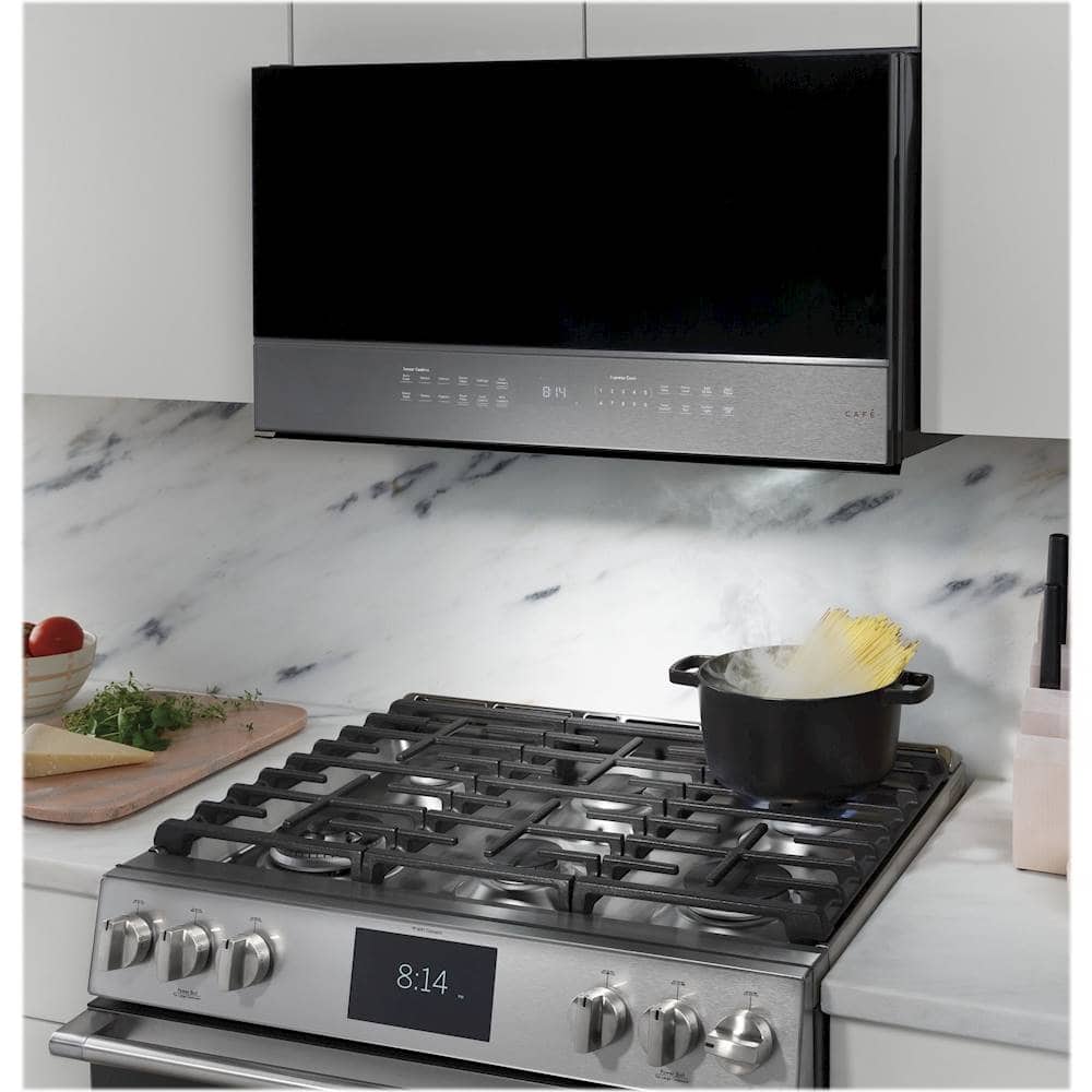 Café - 2.1 Cu. Ft. Over-the-Range Microwave with Sensor Cooking and Wi-Fi - Platinum Glass
