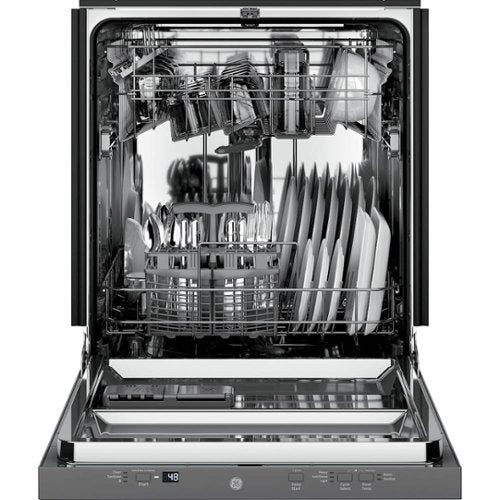 GE - 24" Top Control Built-In Stainless Steel Tub Dishwasher with Hidden Electric Controls and 51 dBA - Stainless Steel