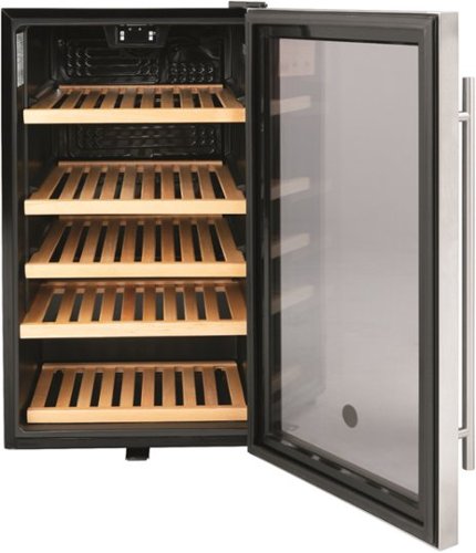 GE - 31-Bottle or 109-Can Wine and Beverage Cooler - Stainless Steel