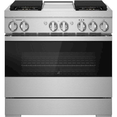 JennAir - 36 in. Wide 4 Burner NOIR 5.1 Cu. Ft. Self-Cleaning Freestanding Dual Fuel Convection Range - Stainless Steel