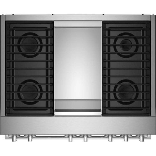 JennAir - 36 in. Wide 4 Burner NOIR 5.1 Cu. Ft. Self-Cleaning Freestanding Dual Fuel Convection Range - Stainless Steel