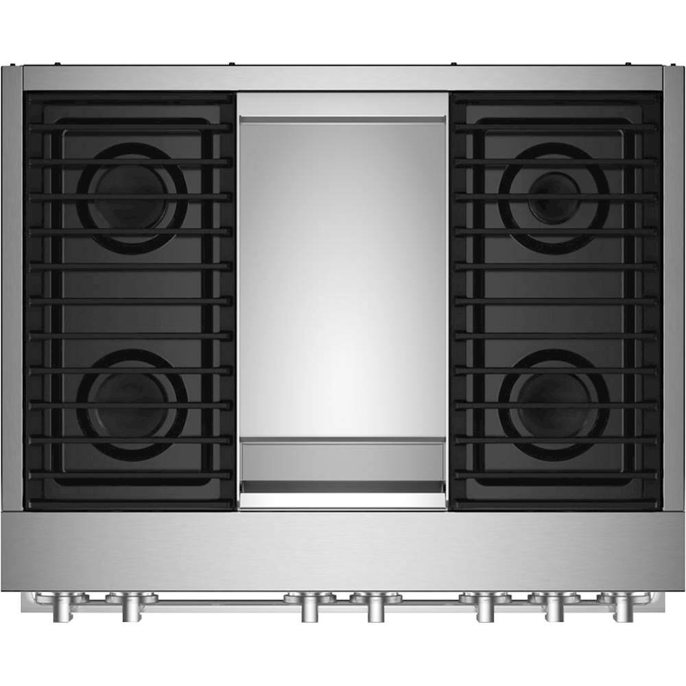 JennAir - 36 in. Wide 4 Burner NOIR 5.1 Cu. Ft. Self-Cleaning Freestanding Dual Fuel Convection Range - Stainless Steel