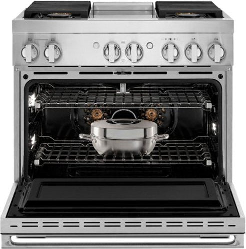 JennAir - 36 in. Wide 4 Burner NOIR 5.1 Cu. Ft. Self-Cleaning Freestanding Dual Fuel Convection Range - Stainless Steel