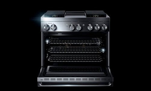 JennAir - 36 in. Wide 4 Burner NOIR 5.1 Cu. Ft. Self-Cleaning Freestanding Dual Fuel Convection Range - Stainless Steel
