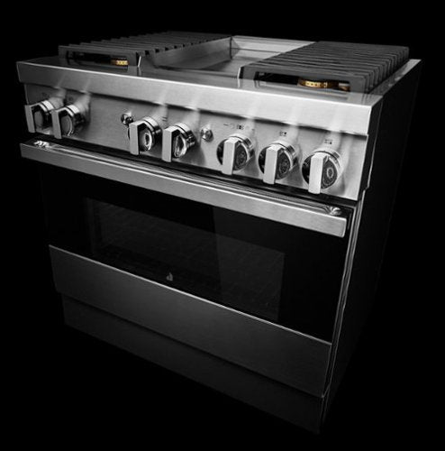 JennAir - 36 in. Wide 4 Burner NOIR 5.1 Cu. Ft. Self-Cleaning Freestanding Dual Fuel Convection Range - Stainless Steel
