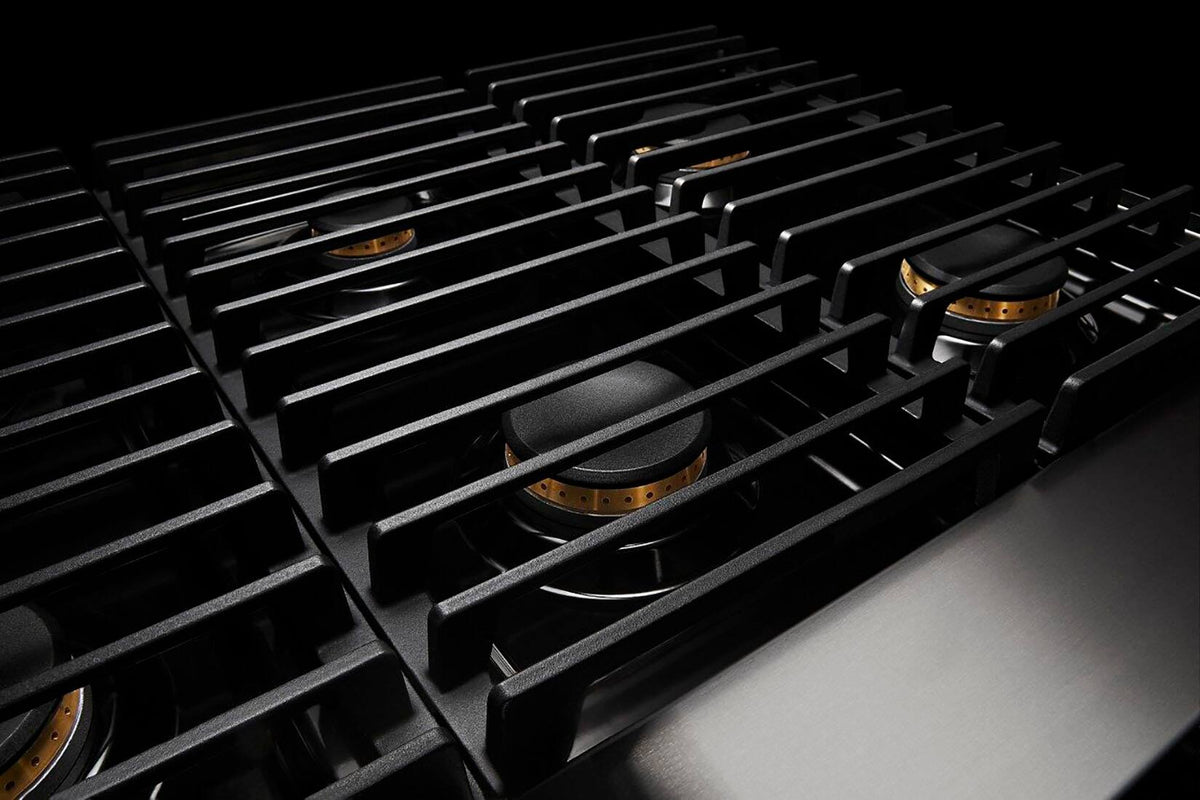 JennAir - 36 in. Wide 4 Burner NOIR 5.1 Cu. Ft. Self-Cleaning Freestanding Dual Fuel Convection Range - Stainless Steel