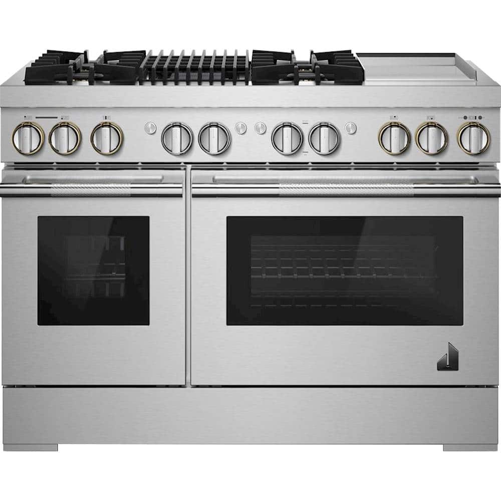 JennAir - 48 in. Wide 6 Burner RISE 6.3 Cu. Ft. Self-Cleaning Freestanding Dual Fuel Convection Range - Stainless Steel