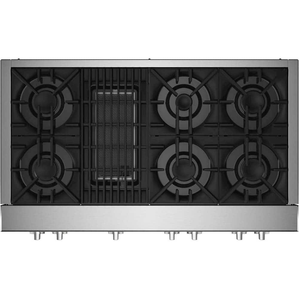 JennAir - 48 in. Wide 6 Burner RISE Built-In Gas Cooktop - Stainless Steel