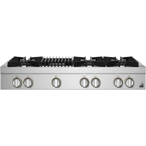 JennAir - 48 in. Wide 6 Burner RISE Built-In Gas Cooktop - Stainless Steel