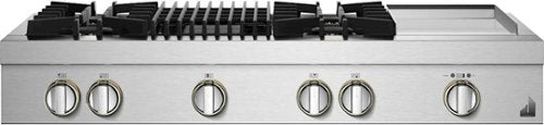 JennAir - 48 in. Wide 4 Burner RISE Built-In Gas Cooktop with Grill and Griddle - Stainless Steel
