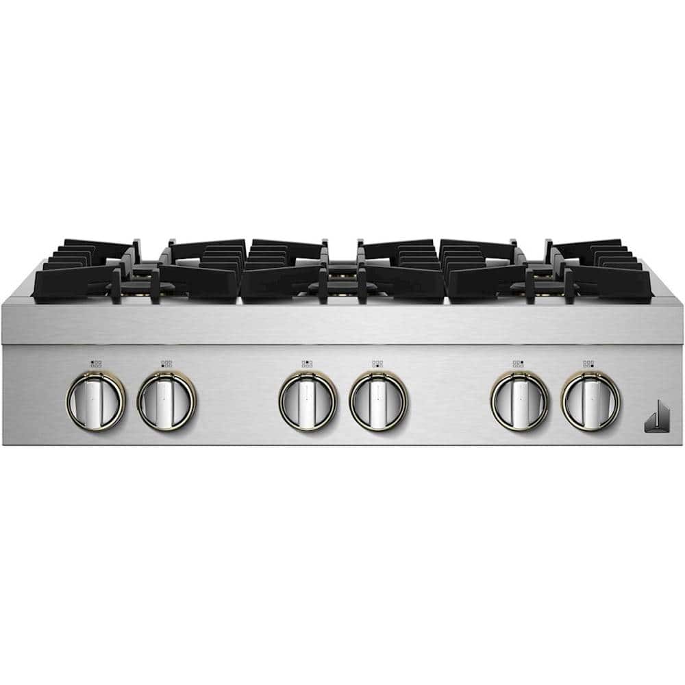 JennAir - 36 in. Wide 6 Burner RISE Built-In Gas Cooktop - Stainless Steel