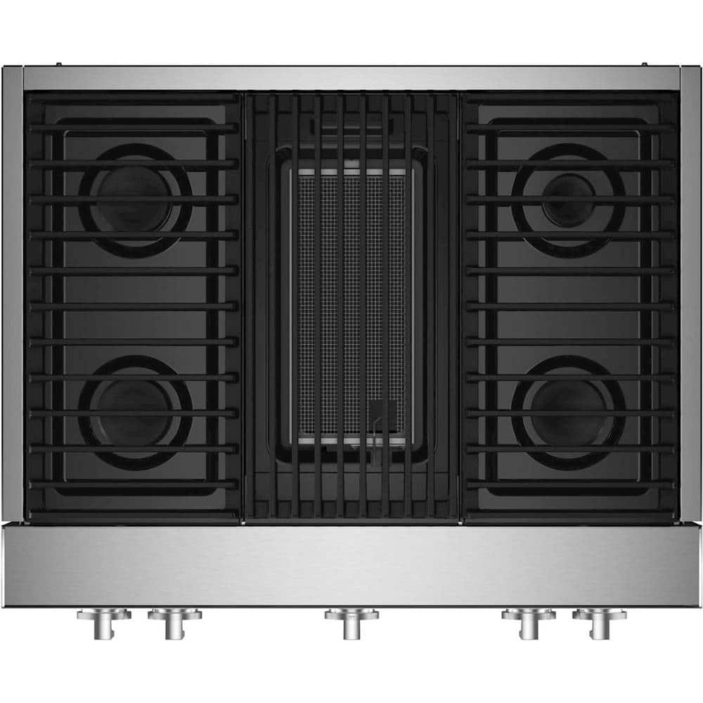 JennAir - 36 in. Wide 4 Burner NOIR Built-In Gas Cooktop with Grill - Stainless Steel