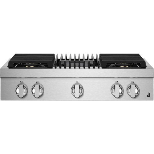 JennAir - 36 in. Wide 4 Burner NOIR Built-In Gas Cooktop with Grill - Stainless Steel