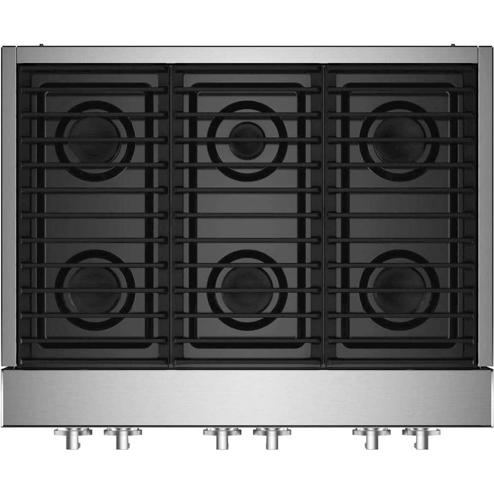JennAir - 36 in. Wide 6 Burner NOIR Built-In Gas Cooktop - Stainless Steel