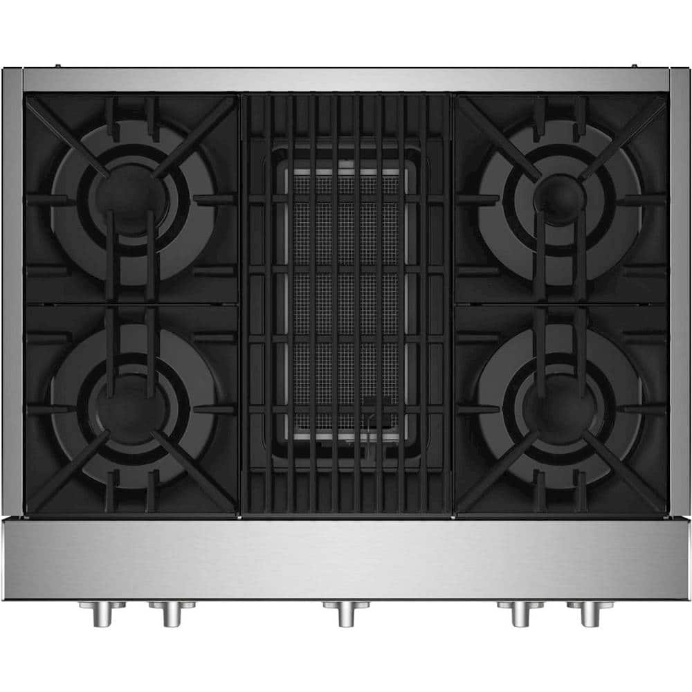 JennAir - 36 in. Wide 4 Burner RISE Built-In Gas Cooktop - Stainless Steel