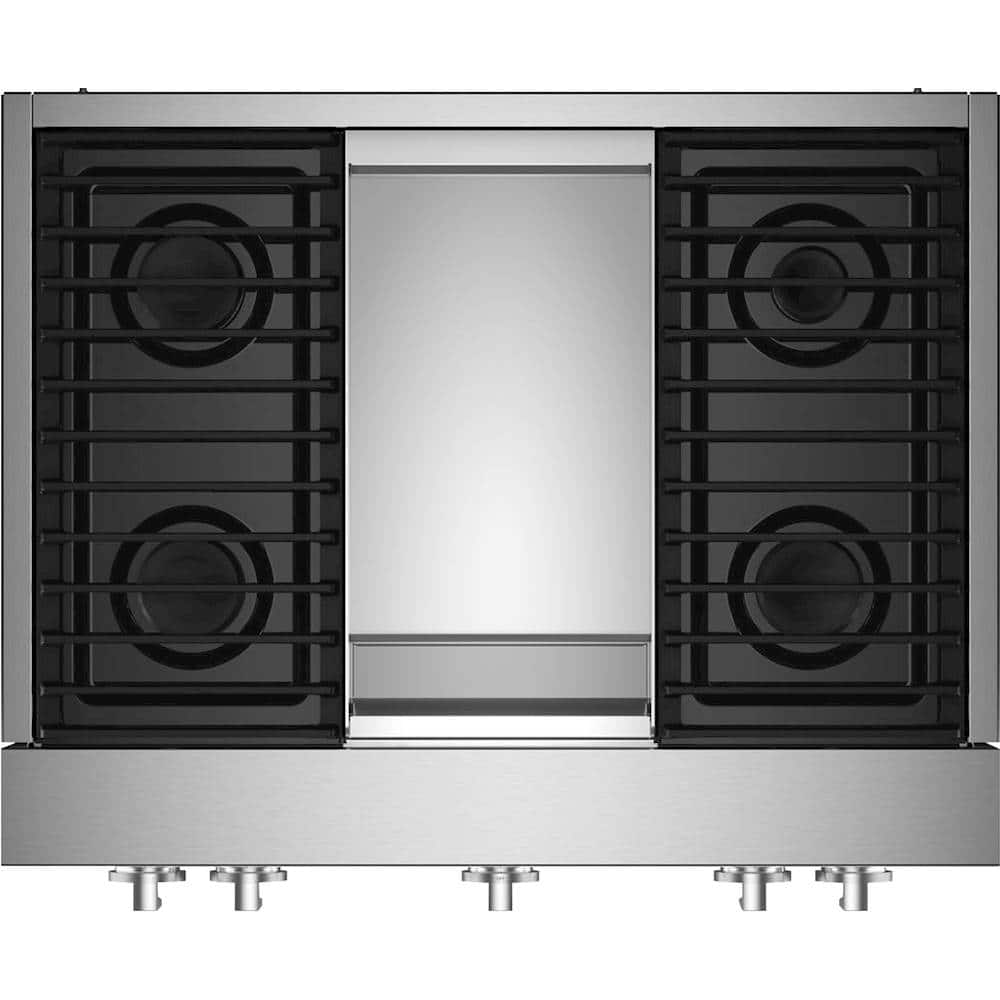 JennAir - 36 in. Wide 4 Burner NOIR Built-In Gas Cooktop with Griddle - Stainless Steel