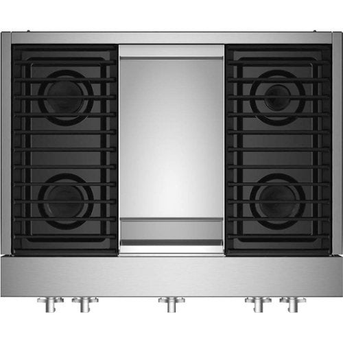 JennAir - 36 in. Wide 4 Burner NOIR Built-In Gas Cooktop with Griddle - Stainless Steel