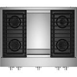 JennAir - 36 in. Wide 4 Burner NOIR Built-In Gas Cooktop with Griddle - Stainless Steel