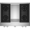 JennAir - 36 in. Wide 4 Burner NOIR Built-In Gas Cooktop with Griddle - Stainless Steel
