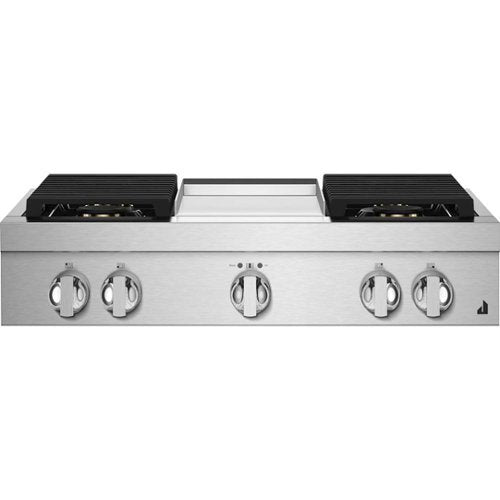 JennAir - 36 in. Wide 4 Burner NOIR Built-In Gas Cooktop with Griddle - Stainless Steel