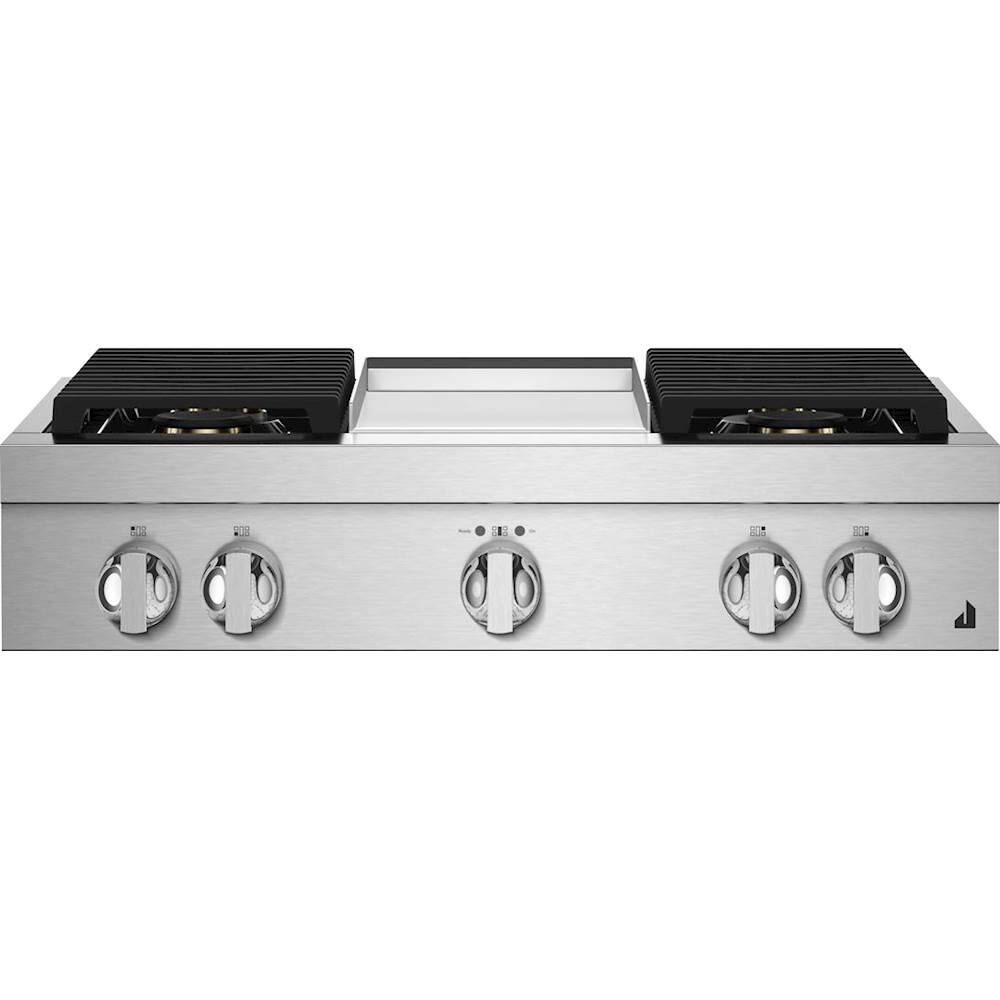 JennAir - 36 in. Wide 4 Burner NOIR Built-In Gas Cooktop with Griddle - Stainless Steel