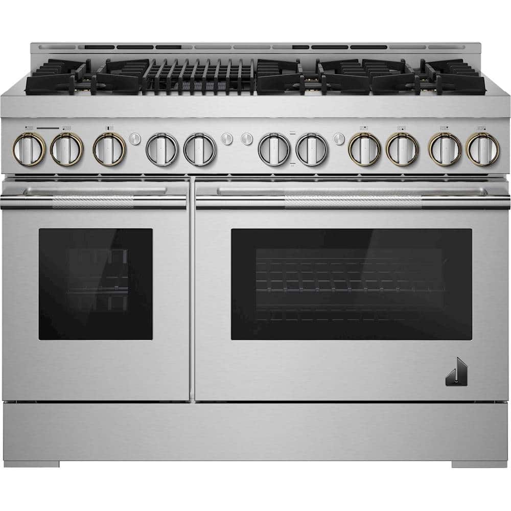 JennAir - 48 in. Wide 6 Burner RISE 6.3 Cu. Ft. Self-Cleaning Freestanding Double Oven Gas Convection Range with Grill - Stainless Steel