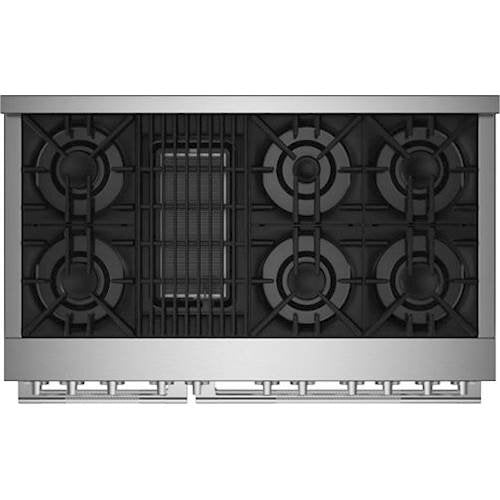 JennAir - 48 in. Wide 6 Burner RISE 6.3 Cu. Ft. Self-Cleaning Freestanding Double Oven Gas Convection Range with Grill - Stainless Steel