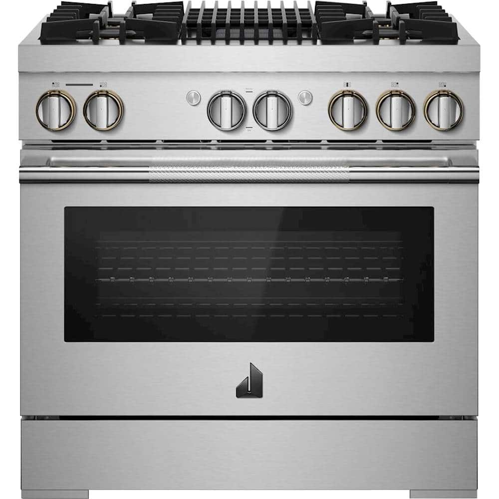 JennAir - 36 in. Wide 4 Burner RISE 5.1 Cu. Ft. Self-Cleaning Freestanding Dual Fuel Convection Range - Stainless Steel
