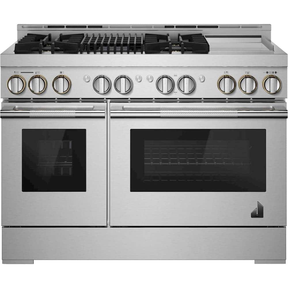 JennAir - 48 in. Wide 4 burner RISE 6.3 Cu. Ft. Self-Cleaning Freestanding Double Oven Gas Convection Range - Stainless Steel