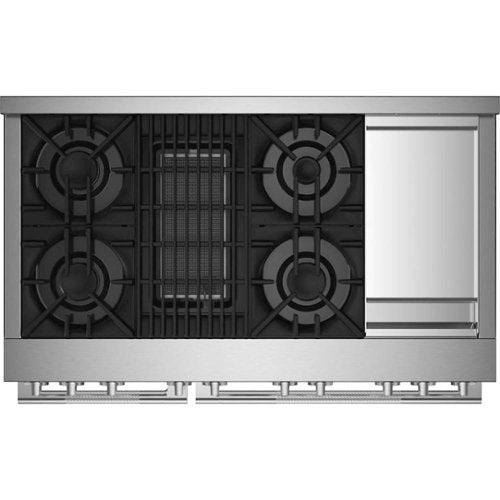 JennAir - 48 in. Wide 4 burner RISE 6.3 Cu. Ft. Self-Cleaning Freestanding Double Oven Gas Convection Range - Stainless Steel