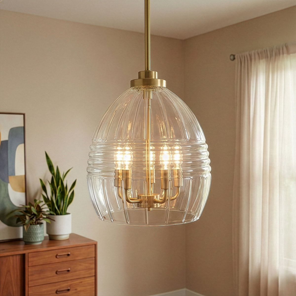 Zen - Lámpara colgante de 5 luces - Transparente / Dorado