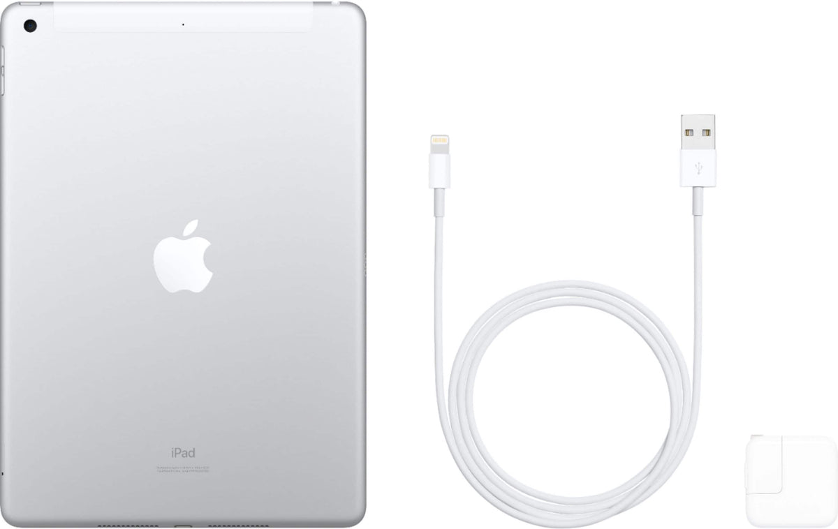 Apple - Geek Squad Certified Refurbished iPad (7th Generation) with Wi-Fi + Cellular - 32GB (Unlocked) - Silver