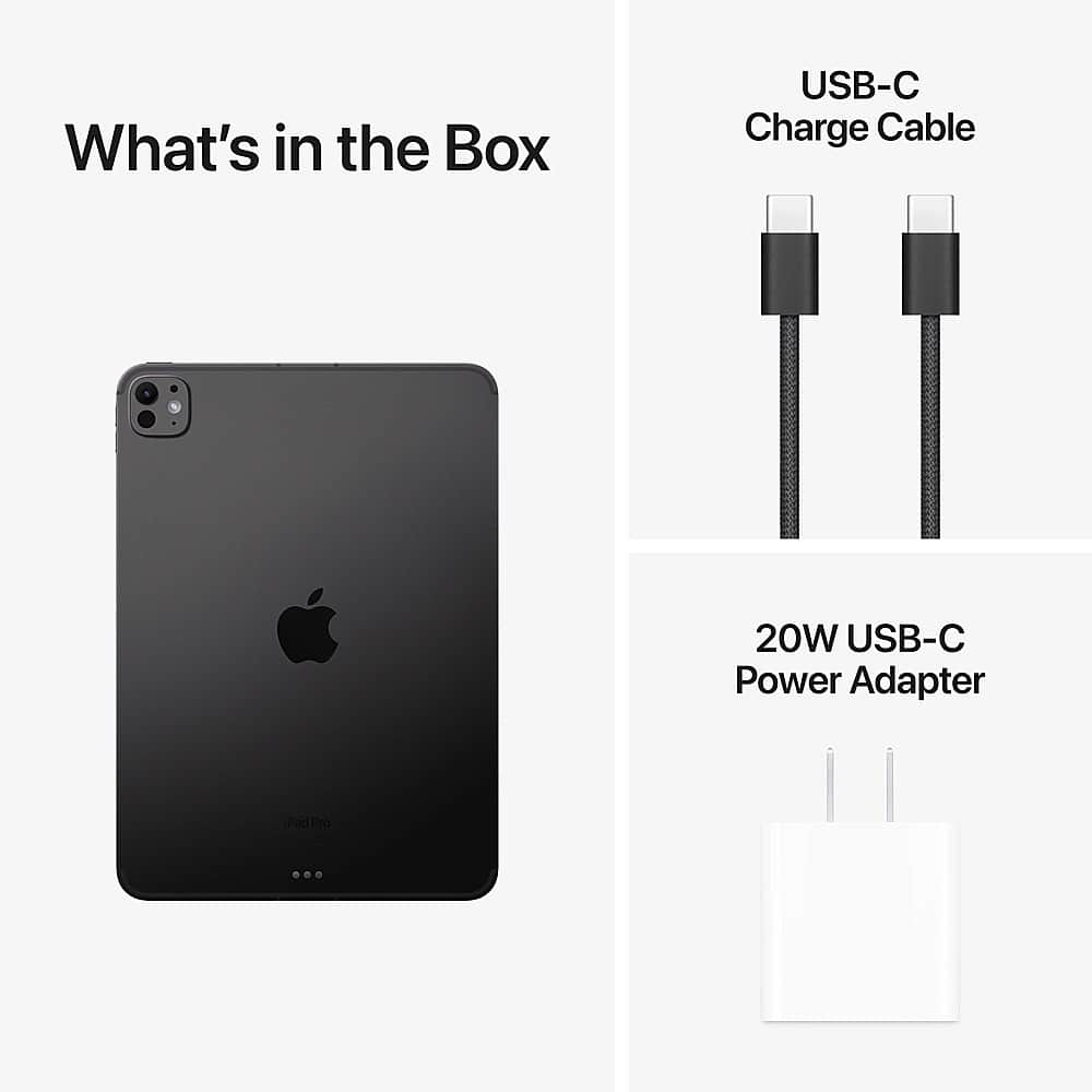 Apple - Geek Squad Certified Refurbished 11-inch iPad Pro M4 chip Built for Apple Intelligence Wi-Fi + Cellular 2TB with OLED - Space Black (Unlocked)