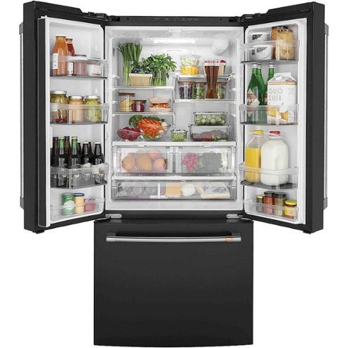 Café - 33 in. Wide 18.6 Cu. Ft. French Door Counter-Depth Smart Refrigerator, Customizable - Matte Black