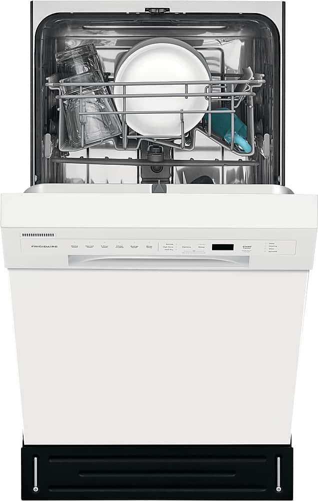 Frigidaire - 18" Compact Front Control Built-In Stainless Steel Tub Dishwasher, 52 dBA - White